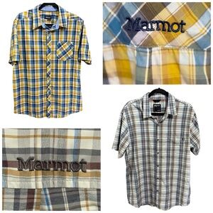 Marmot Mens Short Sleeve Plaid Button Down Lightweight Shirts Bundle (x2)  XL